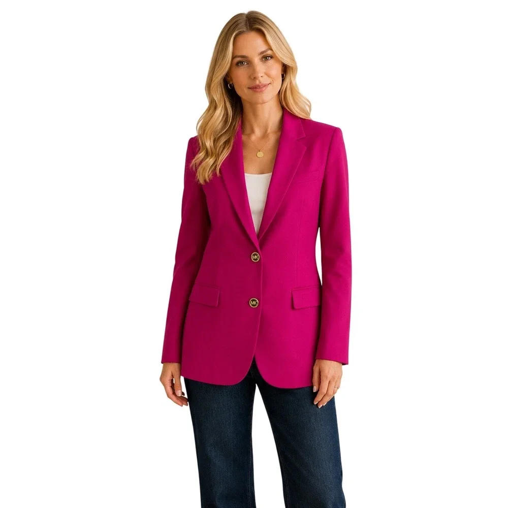 Michael Kors Pink Gold Button Blazer Jacket Womens‎ Size 10